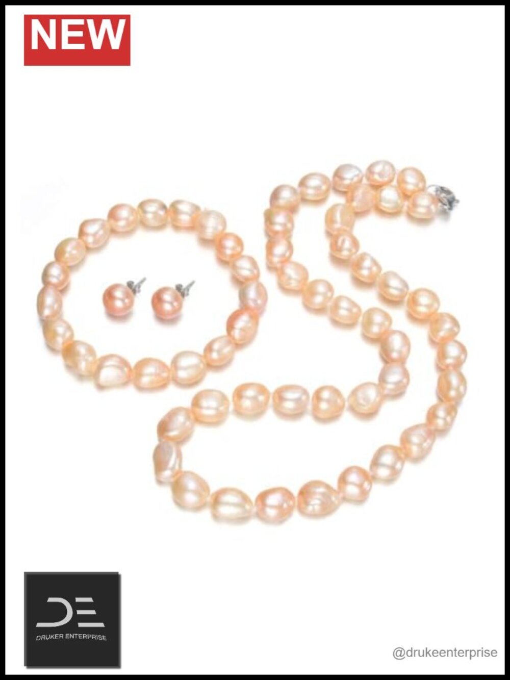 Baroque Pearl Necklace Bracelet Earring Set Handmade Women's Jewelry